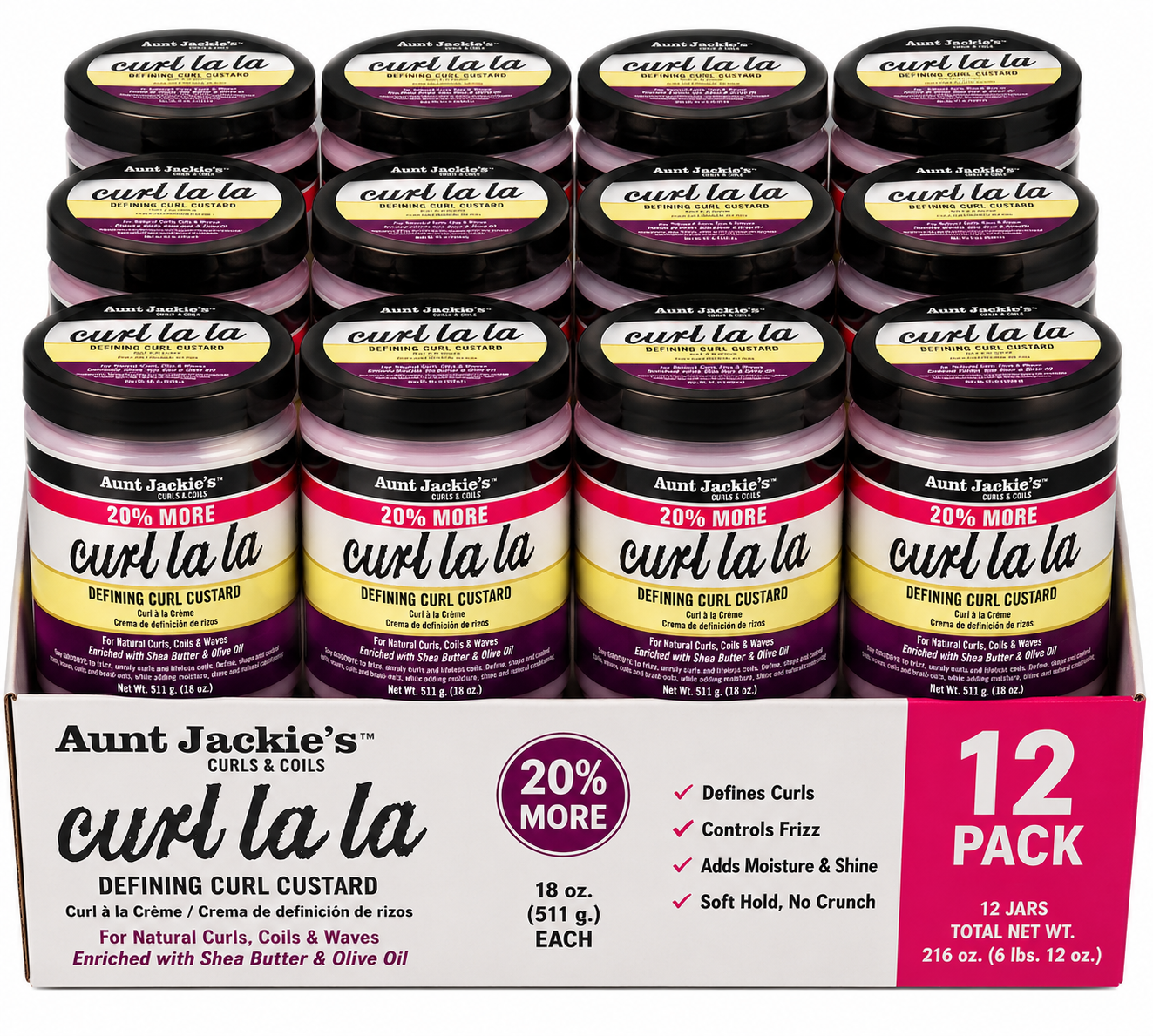Aunt Jackie’s Curl La La Defining Curl Custard – Pack of 12