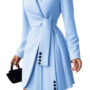 Elegant Light Blue Blazer Dress