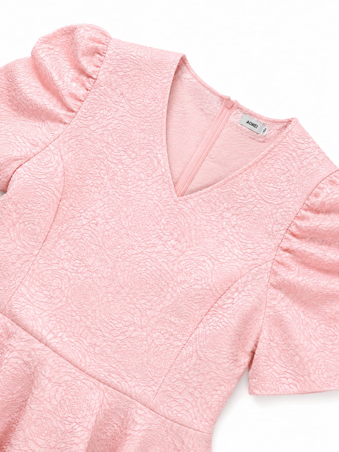 Elegant Blush Pink Peplum Dress - Image 3