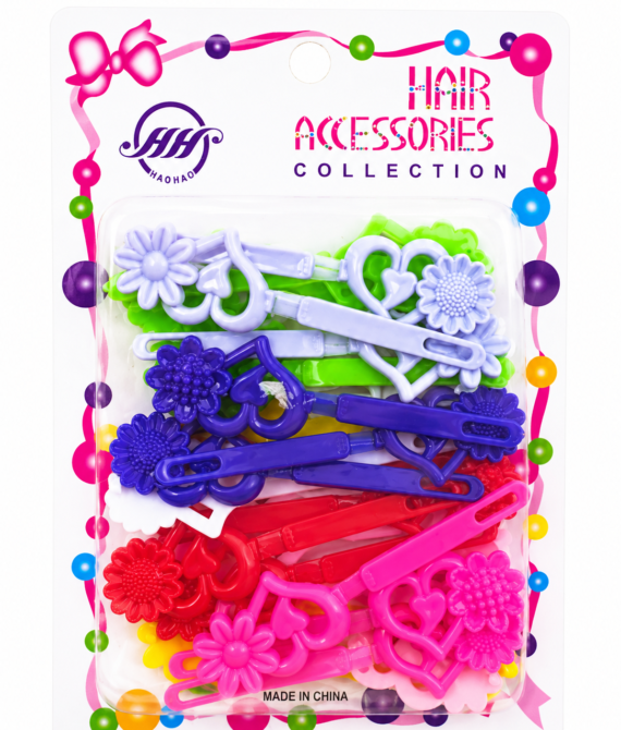 Kids Flower & Heart Hair Snap Clips – Assorted Colors