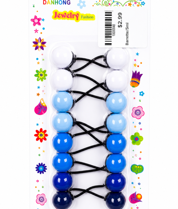 Blue Ombre Bead Hair Ties – 10-Piece Set
