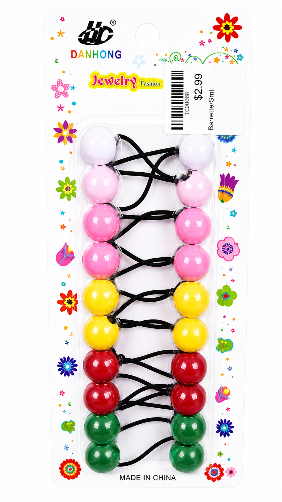 Colorful Bead Ponytail Holders – 10 Pack